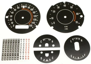 Premium Dash Decal 71-74 B-Body Rallye FULL KIT 150MPH W/TACH BLACK - Picture 1 of 1