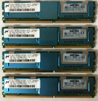 Lot of 4 Micron MT18HTF12872FDY-667D6D4 1GB DDR2-667MHz ECC Fully Buffer - Image 1 of 4