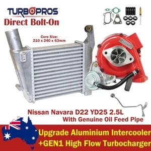 GEN1 High Flow Turbo+Intercooler+Oil Feed Pipe For Nissan Navara D22 YD25 2.5L - Bild 1 von 13