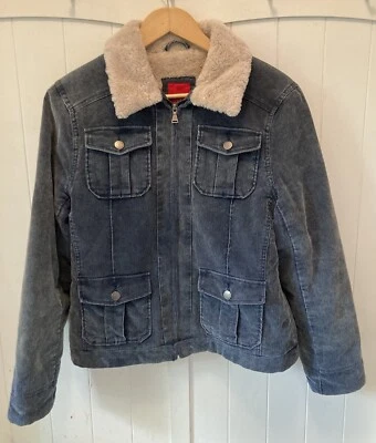 Chaqueta de pana para mujer Esprit azul Sherpa camionero bombardero edredón forrado talla M Foto 1 de 4