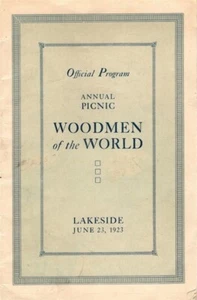 WOODMEN OF WORLD WOW JUNIO 1923 PROGRAMA ANUAL DE PICNIC JUNTO AL LAGO DENVER COLORADO CO - Imagen 1 de 2