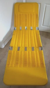 Kurz Sonnenliege Klappliege Campingliege Spaghetti Liegestuhl gelb 70er Vintage - Bild 1 von 18