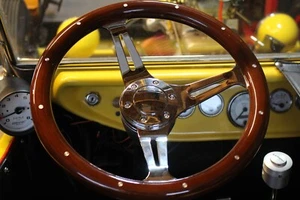 14 inch 6-bolt steering wheel Dark Real Wood - Picture 1 of 4