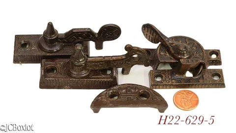 fancy iron VICTORIAN WINDOW SASH LIFT LOCKS hardware lot eastlake Cover