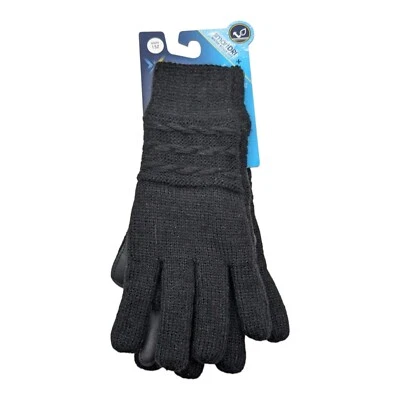 Перчатки Isotoner черные женские S/M Smart Dri работают с сенсорным экраном вязаные один размер - Изображение 1 из 4