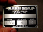 GMC Truck & Couch Div. data plate acid etched aluminum