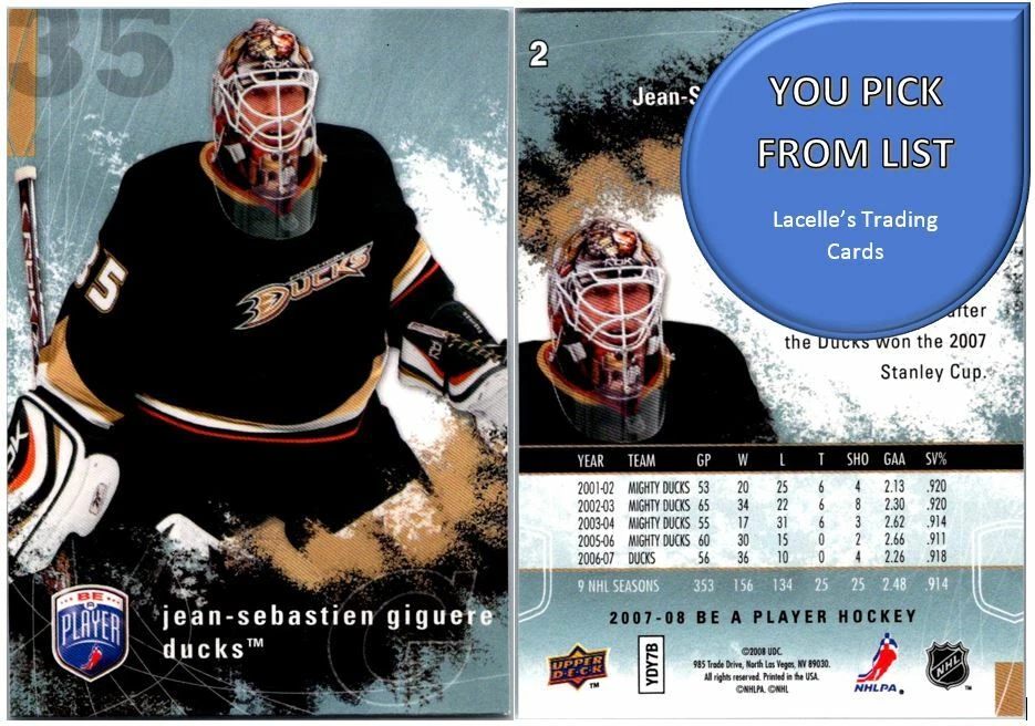 2007-08 Upper Deck Be A Player 15 UD BAP NHL Hockey Cards - U-Pick From List - Image 1 of 1