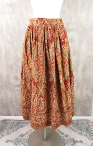 Vintage 80s Ralph Lauren Blue Label Cotton Linen Paisley Pocket Equestrian Skirt - Picture 1 of 5