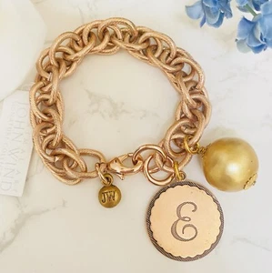 John Wind Sorority Gal Rose Gold Initial Cotton Pearl Bracelet Initial E - Picture 1 of 1
