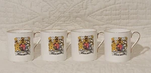 4 britische Königswappen feine englische Bone China Demitasse Tassen mit Goldrand - Bild 1 von 11