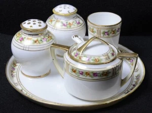 5 Vintage NIPPON Fine China Floral SALZ/PFEFFER Zahnstocher SENF/GELEE Schale TABLETT - Bild 1 von 7