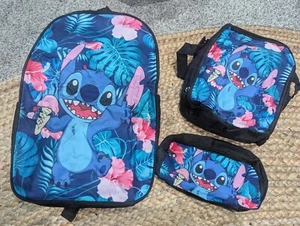 3 Piece Disney Lilo and Stitch Backpack Lunch Box Set Tote Bag Pencil Case - Picture 1 of 1