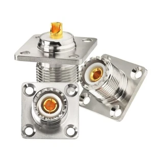 3pcs UHF Female SO-239 Chassis Mount Connector 4 Holes Panel Chassis Mount - Imagen 1 de 6