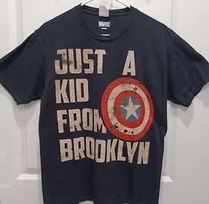 T-shirt Marvel taglia M da uomo Captain America bambino di Brooklyn nera manica corta - Foto 1 di 3