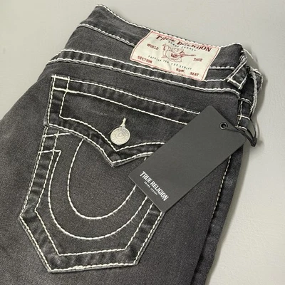 True Religion Ricky Big T Flap Straight Mens Sz 30x34 Gray Smoky Mist Wash - Image 1 of 4