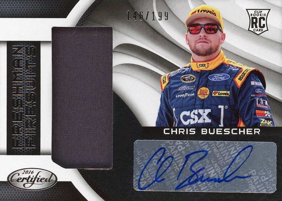 2016 Panini Certified Freshman Firesuits Chris Buescher Auto RC 146 /199 #104 - Image 1 of 1