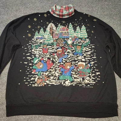 Vintage Sweater Womens L/XL Black Teddy Bear Holiday Grandma Nutcracker 1994 - Image 1 of 4