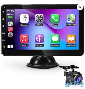 7" Portable Car Stereo Radio Wireless Apple CarPlay Android Auto Touch Screen - Picture 1 of 7
