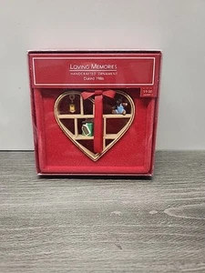 Hallmark Ornament Loving Memories 1986 Heart Shaped Shadow Box Bear Bell - Picture 1 of 4