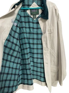 MV Sport Chore Barn Coat XL Camp Hilltop Beige Green Collar Plaid Line NEW - Picture 1 of 6