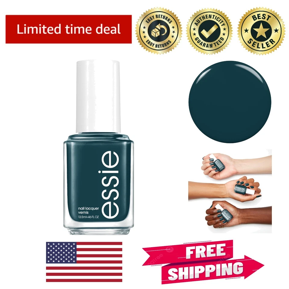 Vista plana: esmalte de uñas verde azulado lechoso profundo, 0,46 fl oz para uñas impecables Foto 1 de 4