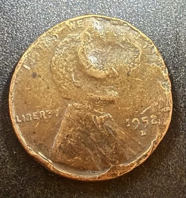 1952 D Lincoln Wheat Cent No Mint Mark Rear Lamination ~ Multiple Errors - Image 1 of 4