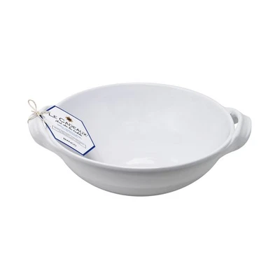 Le Cadeaux Bistro Bianco Small 9.25" Two Handle Melamine Serving Bowl 385BIA - Image 1 of 2