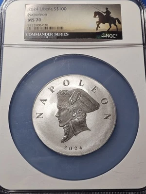 2024 Liberia $100 Napoleon 5 oz Silver Coin .9999 Fine Silver NGC MS 70 - Image 1 of 2