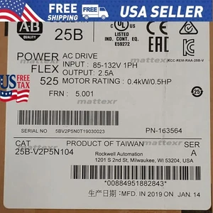 NEW AB 25B-V2P5N104 Powerflex 525 AC Drive Controller 25BV2P5N104 # US Free Tax - Picture 1 of 2