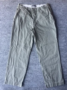 Vtg Polo Ralph Lauren Chino Pants Men 34x30 Green Khaki Hammond Pleated Cuffs - Picture 1 of 12