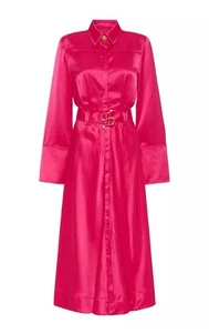 Aje Womens Echo Belted Midi Shirt Dress Pink Cocktail Party WeddingEvent Size 12 - Picture 1 of 8