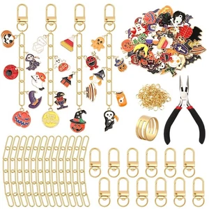 AUGSUN 189Pcs Halloween Keychain Making Kit, Charm Making Crafts 60 Halloween - Picture 1 of 7