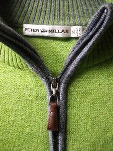 PETER MILLAR 1/4 Zip Comfort Pullover Jumper Lime Green Men's Medium- $150 NWOT - Picture 1 of 11