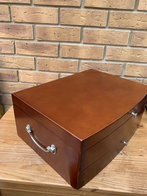 Large Empty Wooden Silverware Cutlery Box With Drawer & Handles - Image 1 of 4