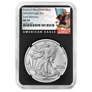 2025 (W) $1 American Silver Eagle NGC MS70 ER Black Label Retro Core - Picture 1 of 2