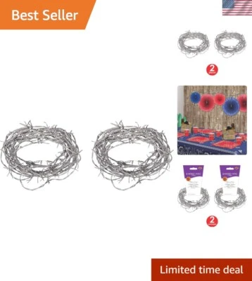 12 ft Silver Barbed Wire Garland for Western and Halloween Themes - 2 Pack - Image 1 of 4