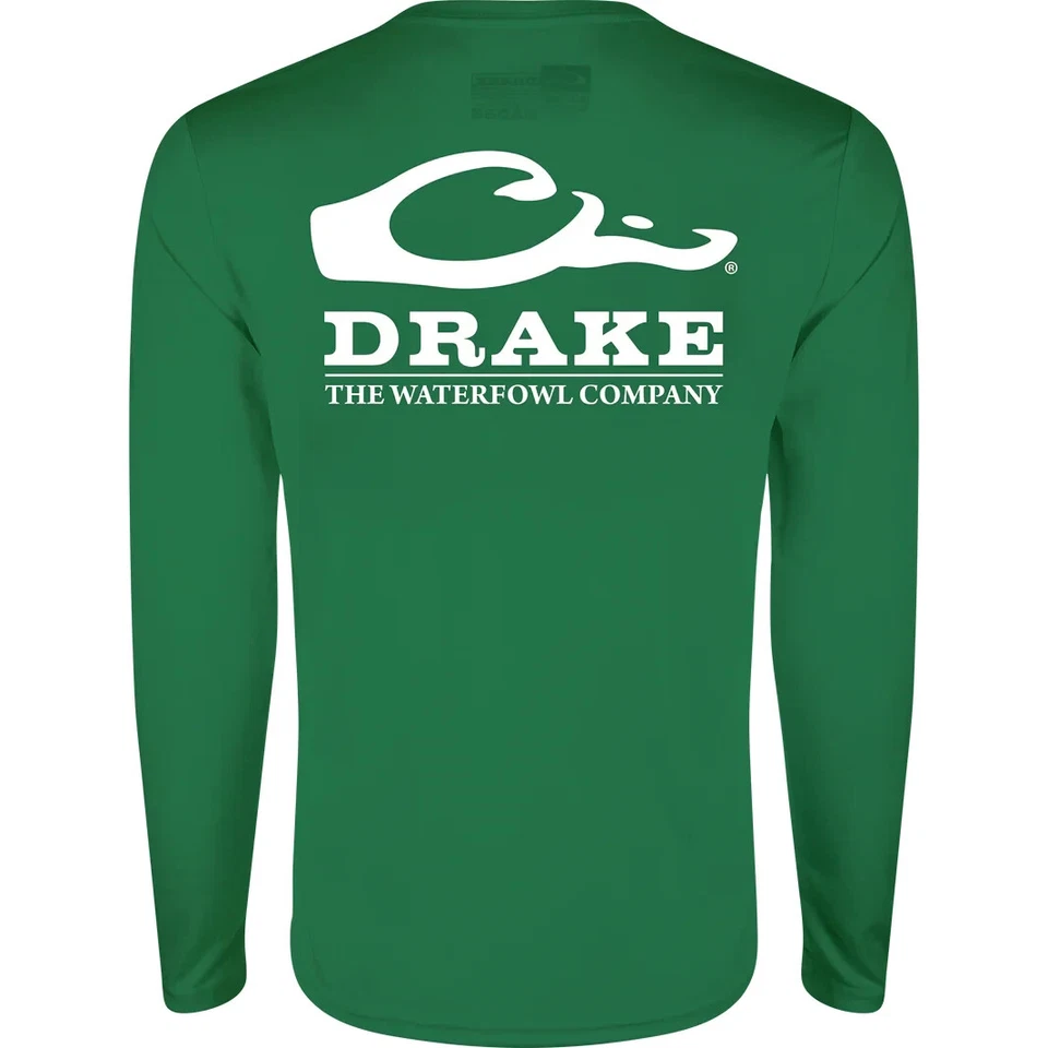 DRAKE Icon LS Crew Logo Shirt Green DS9551 New - Image 1 of 1