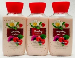 3 Bath & Body Works RASPBERRY SWEET MINT Mini Travel Size Body Lotion 3 fl oz - Picture 1 of 1