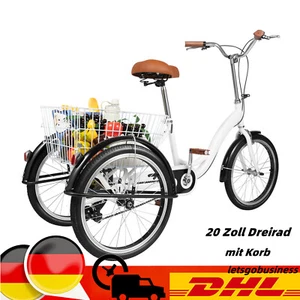 20 Zoll Erwachsene Dreirad Erwachsenendreirad 3 Räder Fahrrader Mit Einkaufskorb - Bild 1 von 23