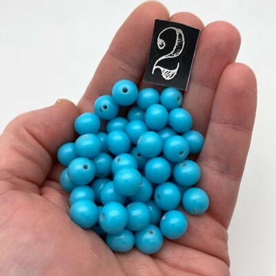 Vintage Opaque Sky Blue Round Japanese Glass Beads (10mm) (BJG21) - Image 1 of 4
