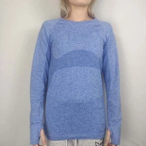Work Out Blue Sweatshirt Long Sleeve Crew Neck Women Size Small - Picture 1 of 5