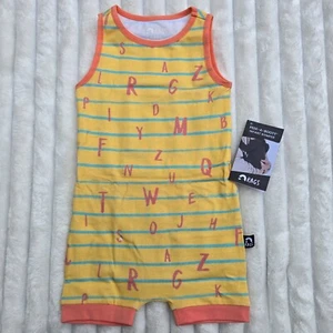 Rags to Raches ABC Stripe Peek a Booty Romper 6-9m NWT Sleeveless Pull On - Picture 1 of 2