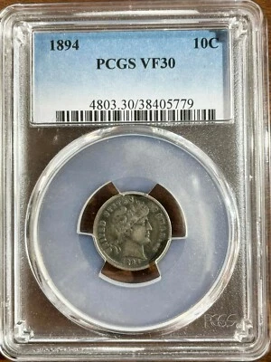 1894 Barber Dime PCGS VF-30 - Image 1 of 2