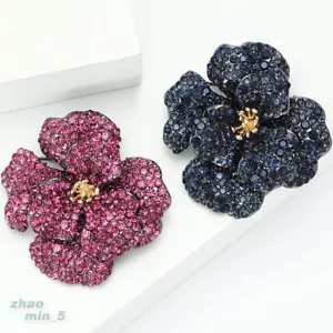 Vintage Crystal Flower Brooch Pin Rhinestone Brooches Wedding Jewelry Gift Lapel - Picture 1 of 6