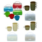 4 x Colourful Plastic Drinking Cups Mugs Stackable Tea Coffee Camping Picnic Kid
