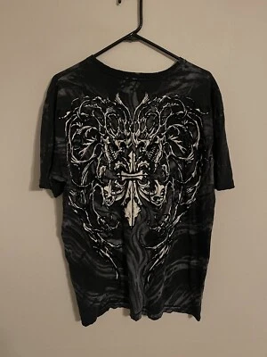 Camiseta Affliction Hecha en EE. UU. Live Fast Skull Tie-Dye Negra S/S - Para Hombre XLarge Foto 1 de 4