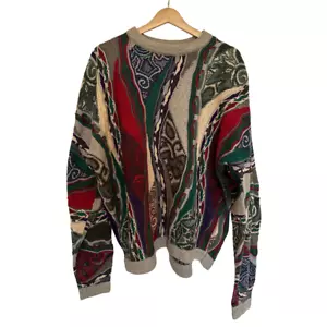 Vintage COOGI Australia 90s Knit Jumper Sweater Rare Bold Colourful Design - Picture 1 of 5
