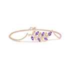 Angara Pear And Marquise Amethyst Olive Branch Bracelet In 14K Solid Gold