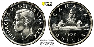 Canada 1952 No Water Lines NWL $1 Silver Dollar PCGS PL65 - Picture 1 of 2