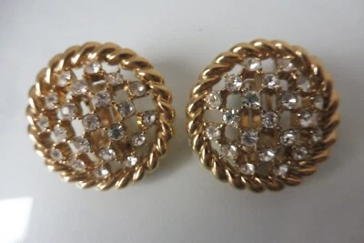 Pierre Lang Ohrclips  , sehr schöne , große Ohrringe  , vergoldet mit Steinen - Bild 1 von 4